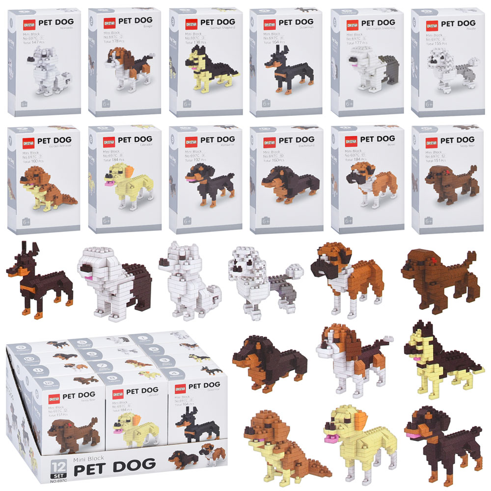 Конструктор 697C (384шт) собака, від 138дет, в кор-ці, 12шт(12видів) в диспл, 24,5-14-16,5смУПАК12