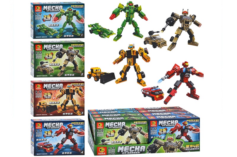 Конструктор CD8193 УПАК8шт(120шт) 2в1(робот, транспорт), від 107дет, в кор-ці(4види) в диспл, 38,5-1