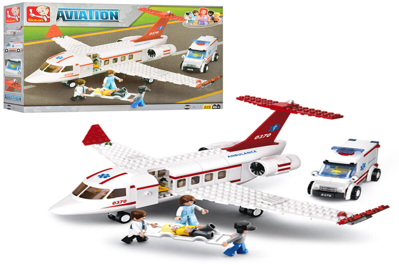 Конструктор SLUBAN M38-B0370 (16шт) авіація, швидка допомога,літак,машин,фігурки,в кор.38-28,5-6,5см