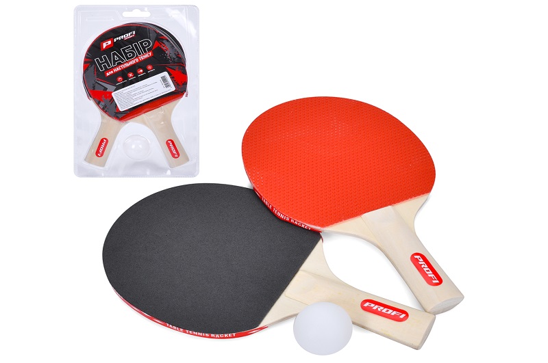 Ракетка MS 0216 (50шт) номер2, 2шт, EVA+гума,ручка дерево,1 кулька40мм,в слюді, 18,5-29-4см