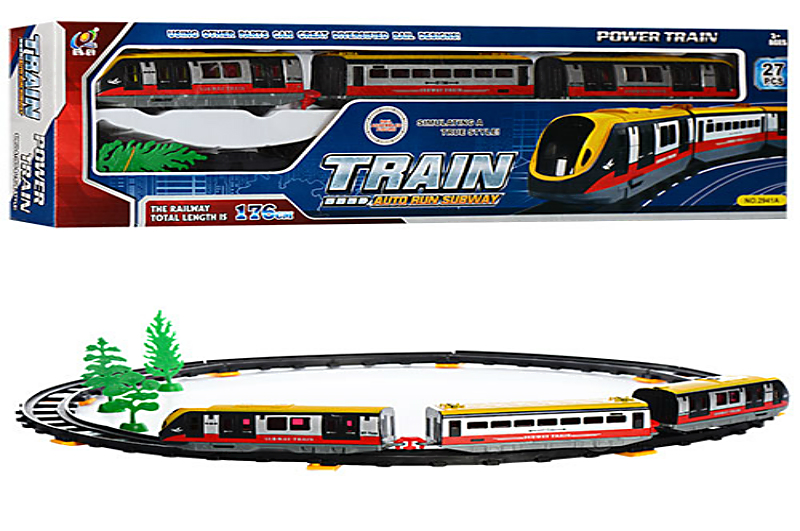 Залізниця 2941A (36шт) 62-62см, вагони 3шт,зв.св, 27деталей,бат, кор, 61-18-4,5см