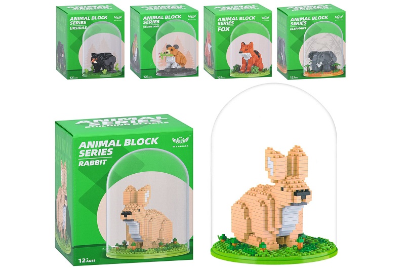 Конструктор MG1364B-D-E-MG1363D-MG1362E (60шт) тварина, колба, 5 видів, в кор-ці, 13-17-13см