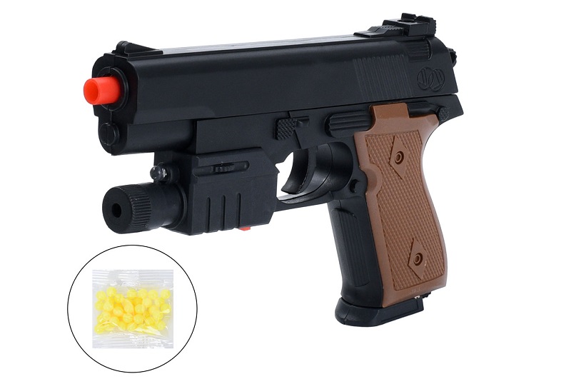 Пістолет 238BS (96шт) 16см, пластикові кулі, світло, лазер, на бат(табл), у пакеті, 20-15-3см