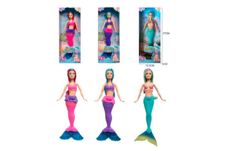 Лялька YL823-16-17-18 (72шт) русалка, 34см, 3 види, в кор-ці, 14-37,5-5см