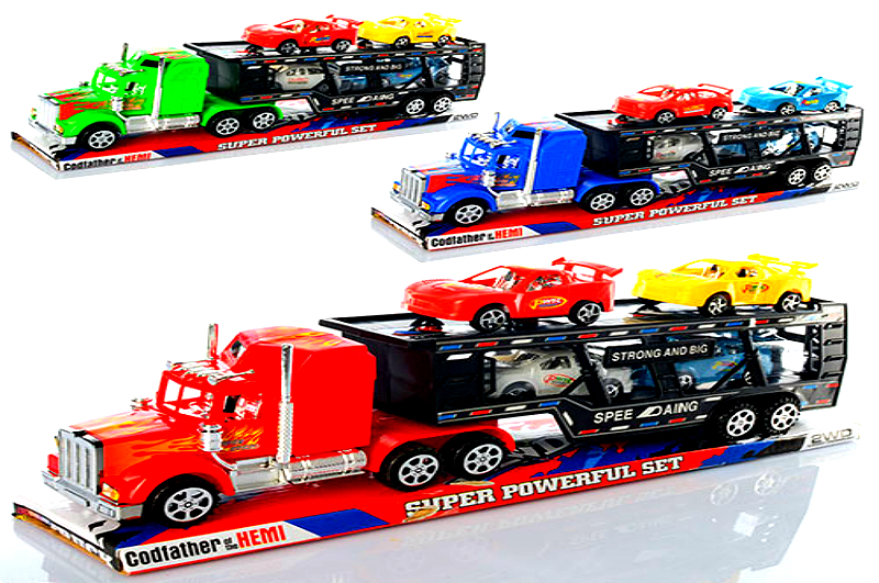 Трейлер 888 (72шт) інер-й, 38см, машинка 4шт, 3 кольори, в слюді, 39,5-13-8см