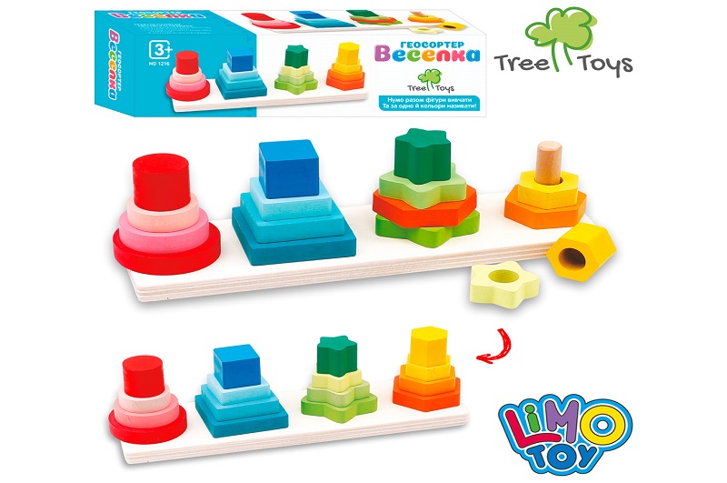 Дерев'яна іграшка Геометрика MD 1216 (70шт) 27см, 16дет, в кор-ці, 28-8-8см