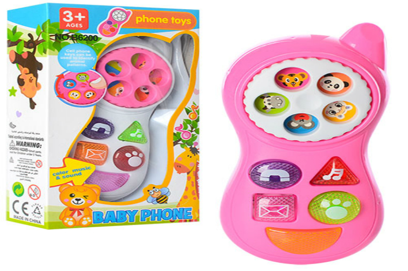 Телефон B6200 (120шт) 13см, муз, світло, 2 кольори, на бат-ці, в кор-ці, 9-16,5-4см