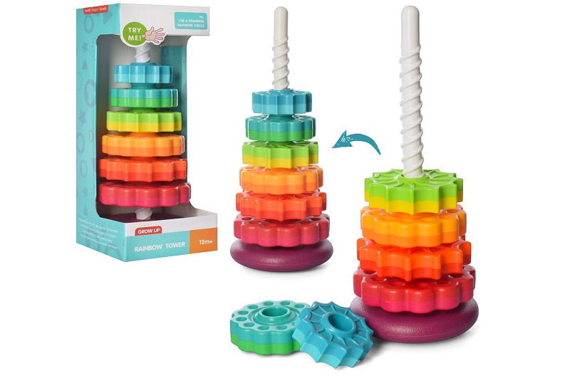 Гра 17403 (18шт) пірамідка, 41см, кільця на спіралі 6шт, в кор-ці,  15,5-41-15см