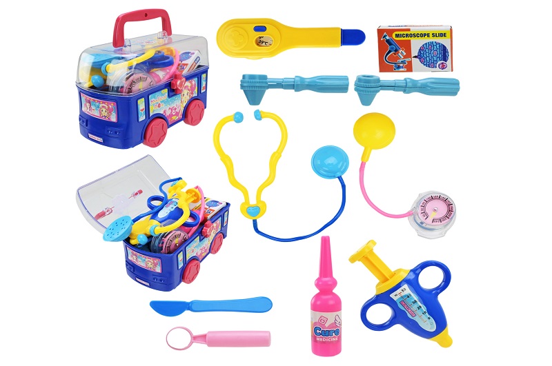 Лікар набір арт. 6389Q (96шт/4)   у вигляді машинки, стетоскоп, шприц, аксес у валізі 17*13*9см