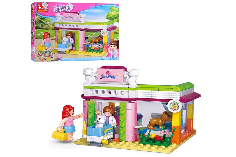 Конструктор SLUBAN M38-B0602 (32шт) Рожева мрія,зоомагазин,фігурки,тварини,195дет,кор,29-24-5см