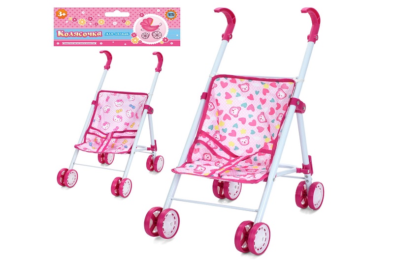 Коляска 5818 (24шт) для ляльки, прогулянкова, 23,5-34-в46см, метал, колеса пластик, мікс видів, у па