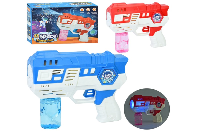 Мильні бульбашки 833 (30шт) пістолет/бластер, 17см, світло, 2 кольори, на бат-ці, в кор-ці, 22-15-6,