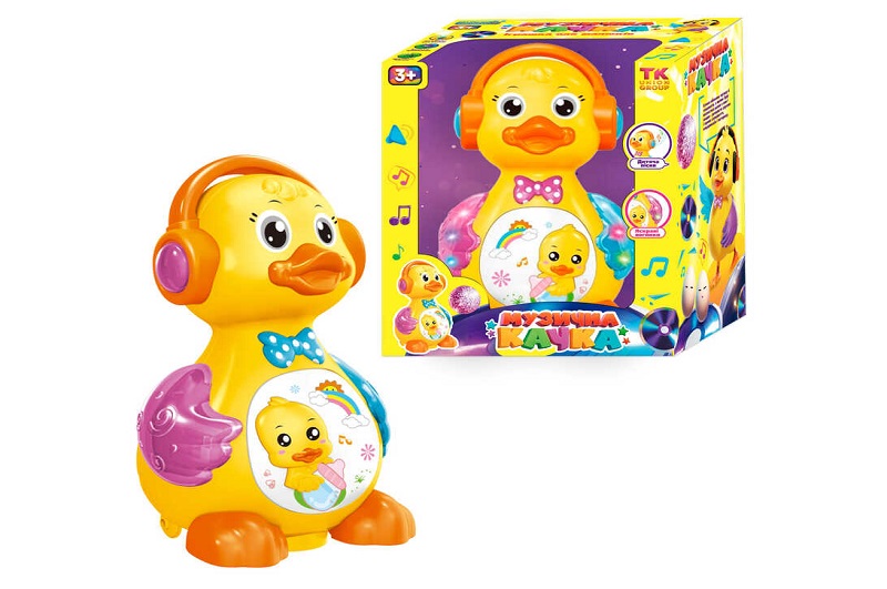 Музична качка 48510 / 0619 (40/2) TK Group", ОЗВУЧУВАННЯ УКР. МОВОЮ, світло, звук, колесо вільного"