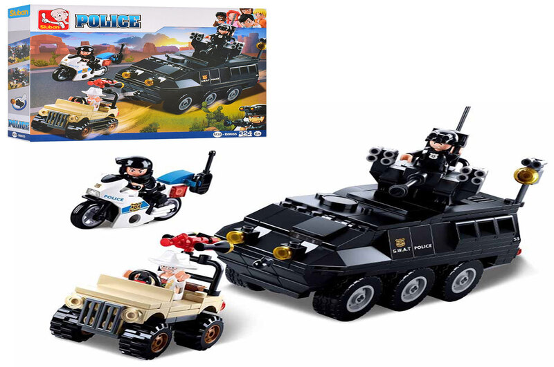 Конструктор SLUBAN M38-B0655 (16шт) поліція, транспорт 3шт,фігурки,324дет,у кор-ці,33-28,5-6,5см