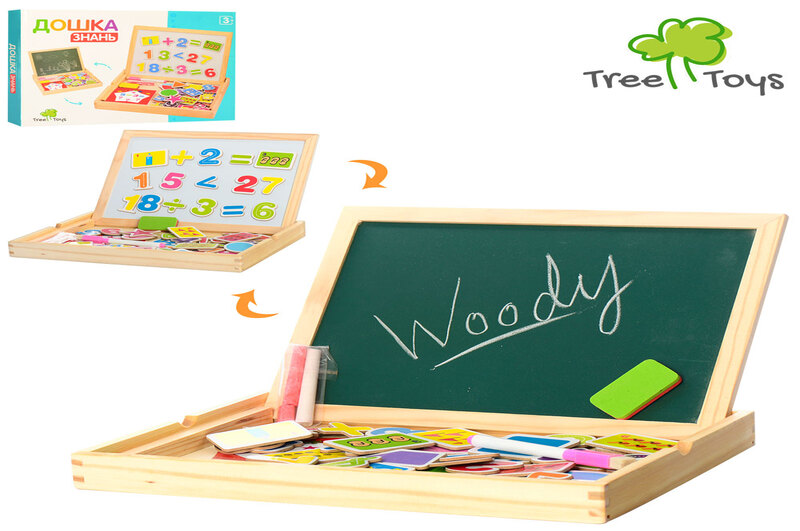 Дерев'яна іграшка Дощечка MD 0694 (24шт) магнітна, геом. фігурки, маркер, пенал, кор., 30-23-3 см.