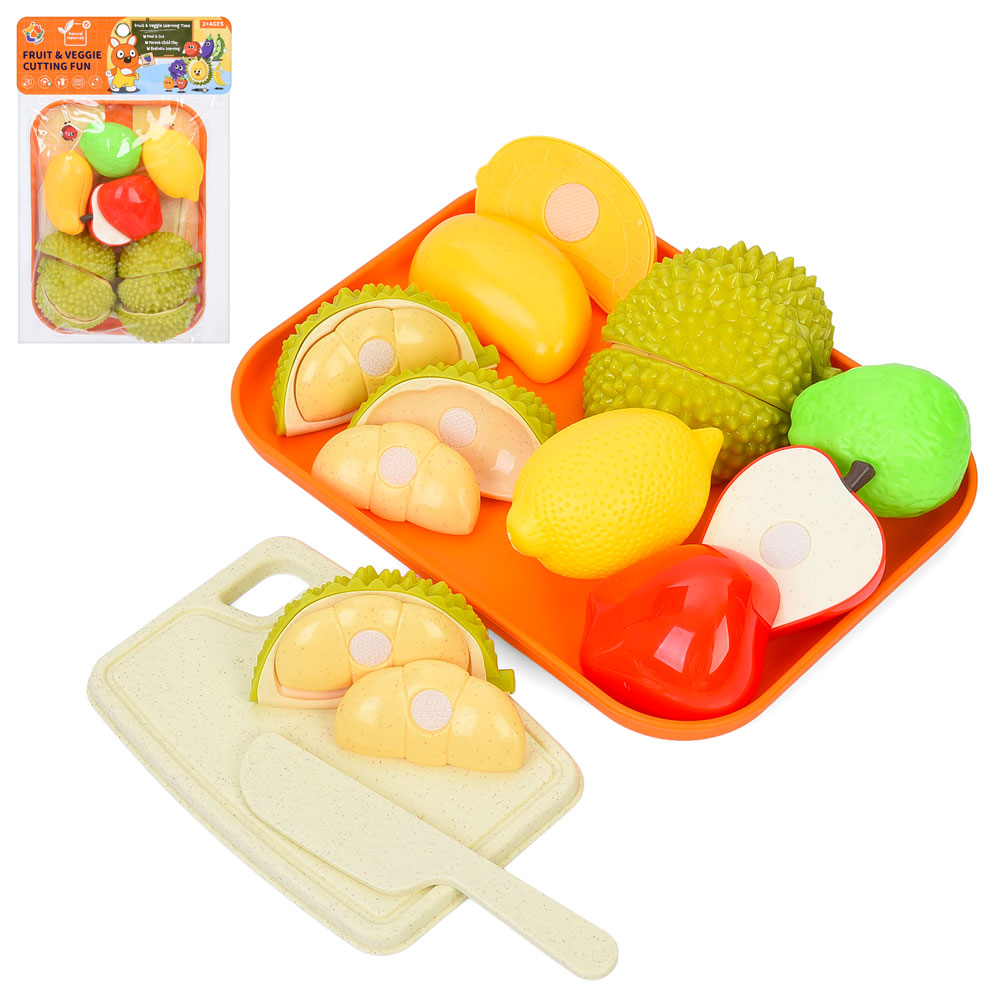 Продукти W8008 (96шт) на липучці, фрукти, піднос, дошка, ніж, у пакеті, 20-30-5см