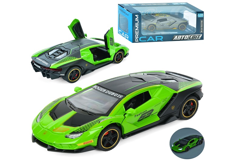 Машина AP-2039 (12шт) АвтоСвіт,1:32,метал, інерц,15,5см,звук,світло,відчиняються двері/багажник,гумо