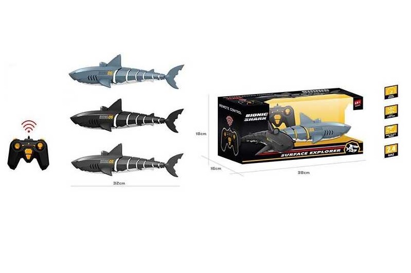 Акула на радіокеруванні 208001 (24) 3 види, плаває у воді, акумулятор 3.7 A, пульт 2.4 Ghz, викрутка