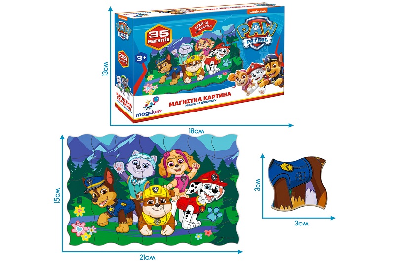 Набір магнітів Магнітна картина Щенячий патруль Мчимо на допомогу" ML4034-33"