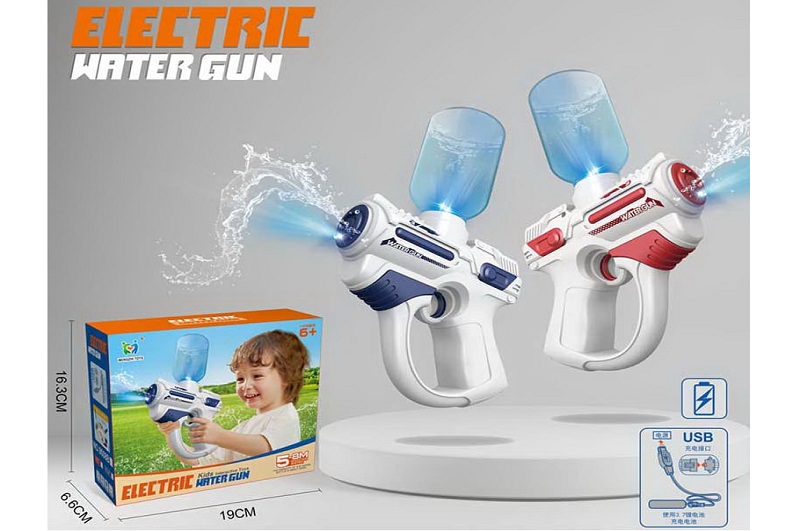 Водяний пістолет арт. 9008B (60шт/2)  електричний на аккум.батарейці,2 кольори, 19*6,6*16,3 см в кор