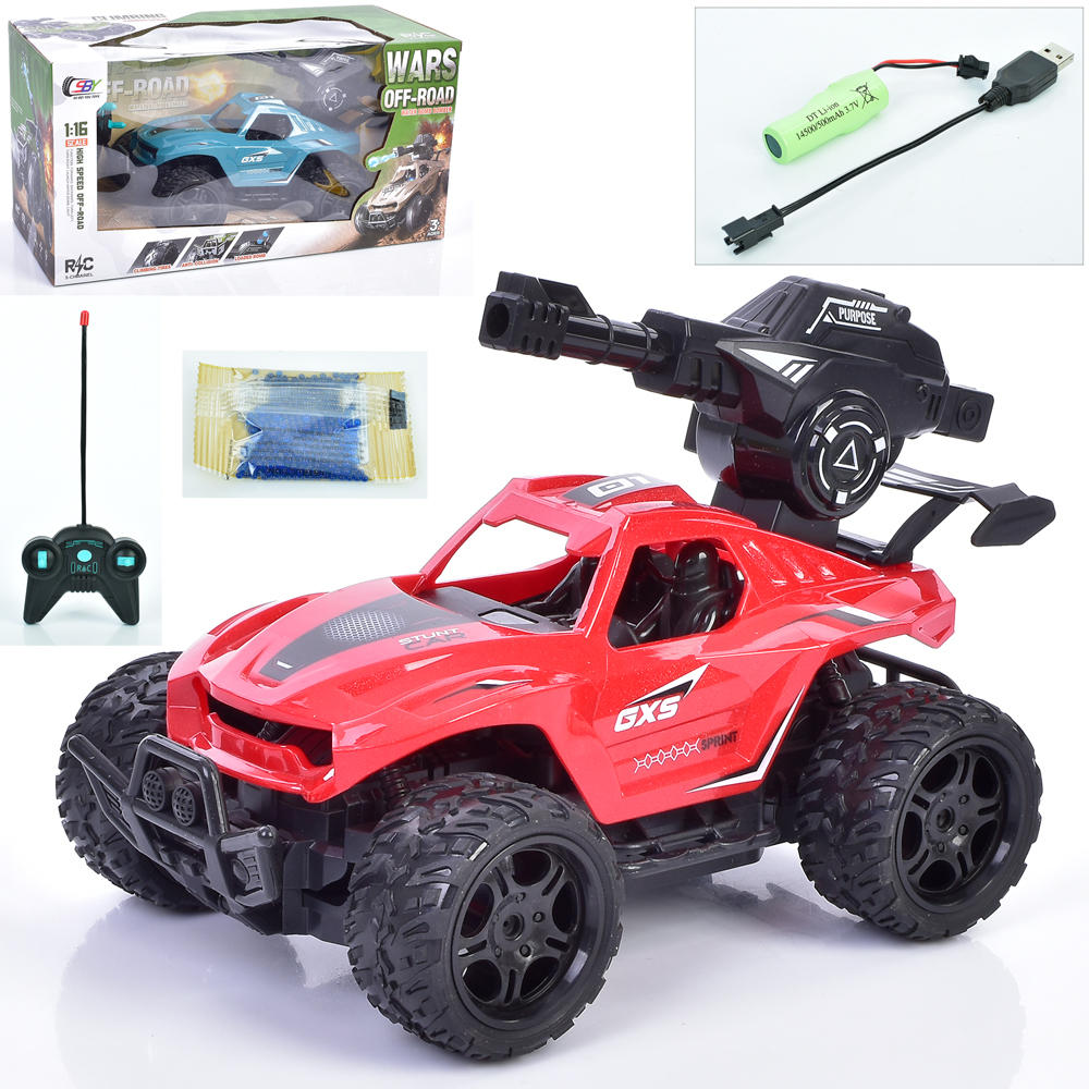 Джип SBY164-6A (12шт)  р/к, акум, 24см, 1:16, стріляє водяними кулями, світло,гумові колеса,USBзаряд