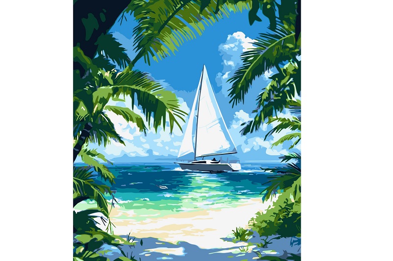 Картина по номерах Тропічне узбережжя" 40х50см  KHO6404"