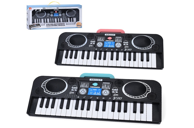 Синтезатор R710 (12шт) 37 клавіш, 42-15-4,5см, музика, 2 режими, ручка, 2 кольори, на бат-ці, в кор-
