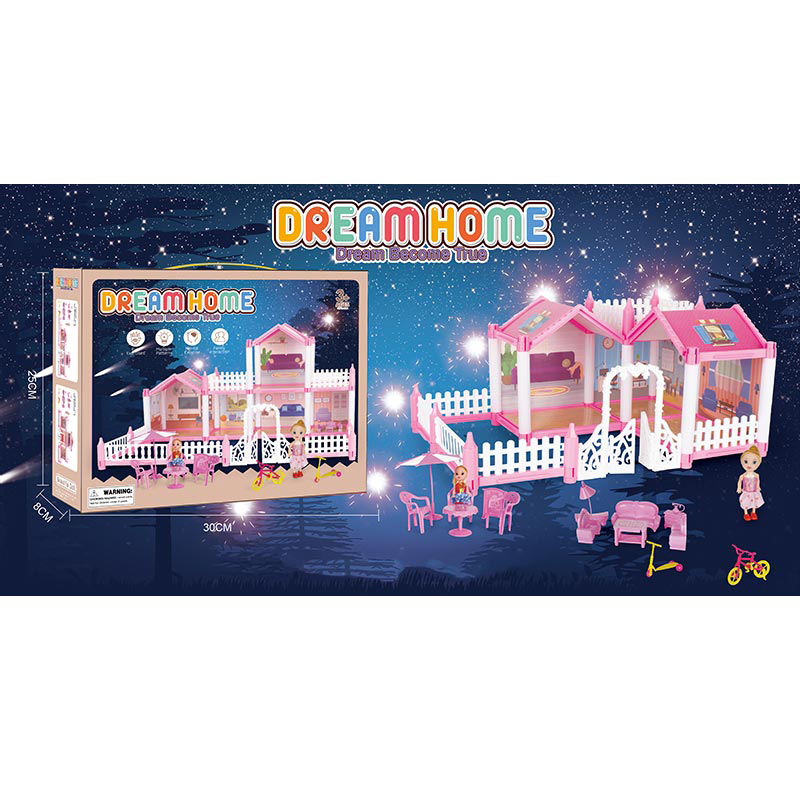 Будиночок SH99-3 (36шт) світло, меблі, лялька 2шт 10см, 95дет, бат(табл), в кор-ці, 30-25-8см