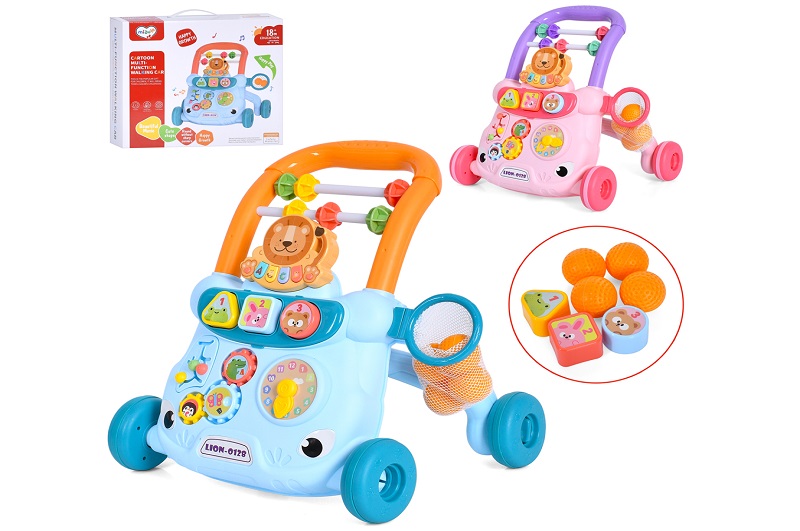 Каталка-ходунки 368-17 (16шт) 41-33-в39см, сортер,шестерні,годинник, баскетбольне кільце, піаніно-му