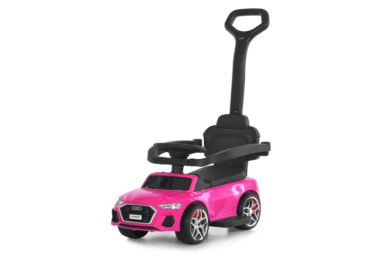 Каталка-толокар M 6254EL-8 (1шт) бат.ручка, муз, світло, шкіра, підсклянник, MP3, BLUETOOTH, рожевий