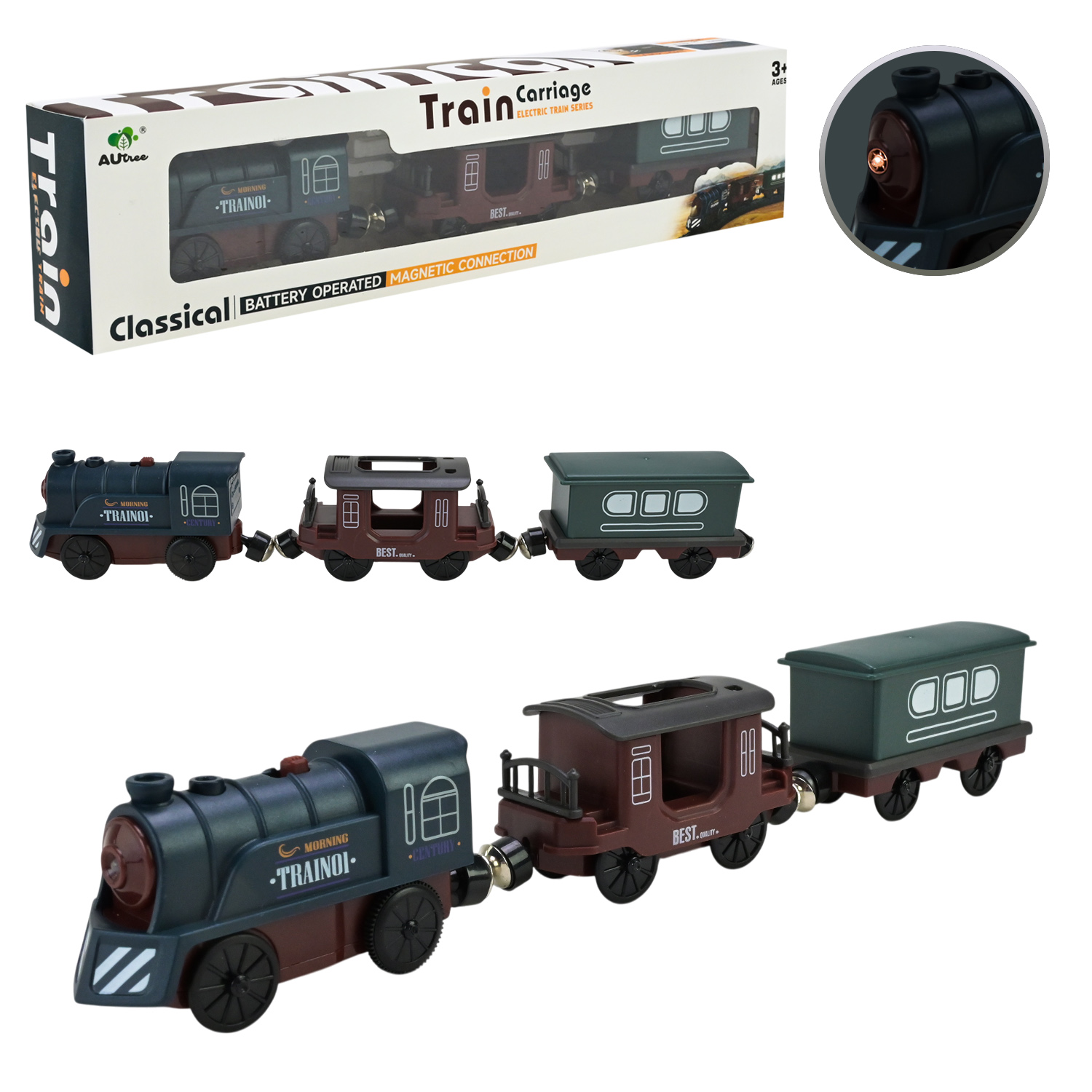 Іграшка поїзд батар арт. AU8882, магнітні вагончики, у коробці 34,6*8,1*5см