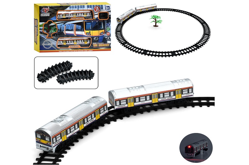 Залізниця JHX5717 (24шт) 318см, локомотив, 1 вагон, звук, світло, дерево, 15дет, на бат-ці, в кор-ці