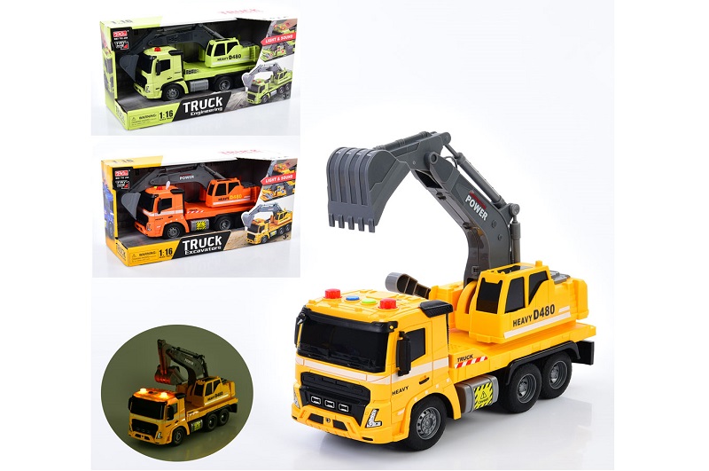 Будтехнiка A1110-4-14-24 (24шт) екскаватор 25см, 1:16,інерція, рухомі деталі, 3 кольори, звук, світл