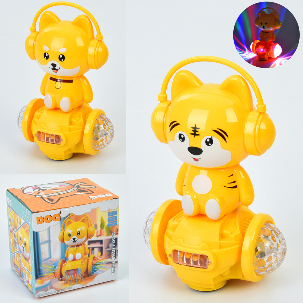 Музична іграшка SH656-4-6 (48шт) тварина, 22см, музика, світло-3D, їздить, 2види(собака, тигр), на б