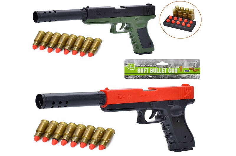 Пістолет W9917-18 (48шт) 32см, кулі 10 шт, 2 кольори, в пакеті, 20-29-3,5см