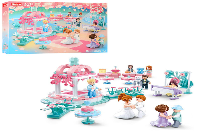 Конструктор SLUBAN M38-B0768 (12шт) весілля, кафе, фігурки, 353дет, в кор-ці, 42,5-33,5-7см