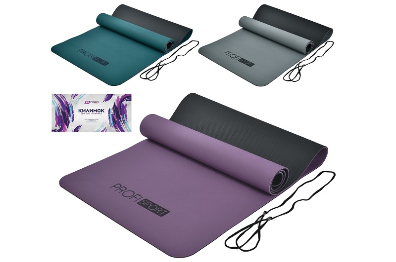 Йогамат MS 0613-25 (12шт) для йоги/фітнесу, TPE, 183-61см, 6мм, двокольоровий, 3 кольори, у пакеті,