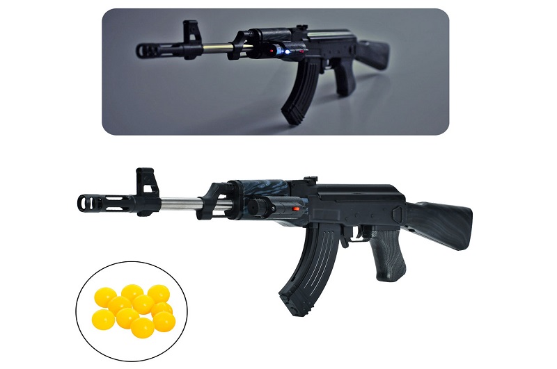 Автомат 0807-3 (24шт) 57см, пластикові кулі, лазер, світло, бат(табл), у пакеті, 20,5-53-5см