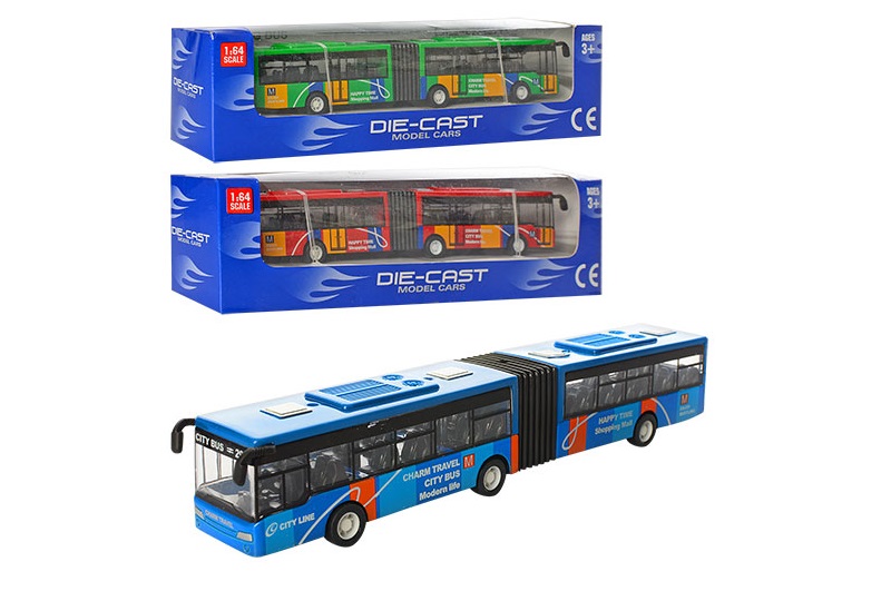 Автобус 632-32 (96шт) метал, гумові колеса, 3 кольори, в коробці, 22,5-6-5,5см