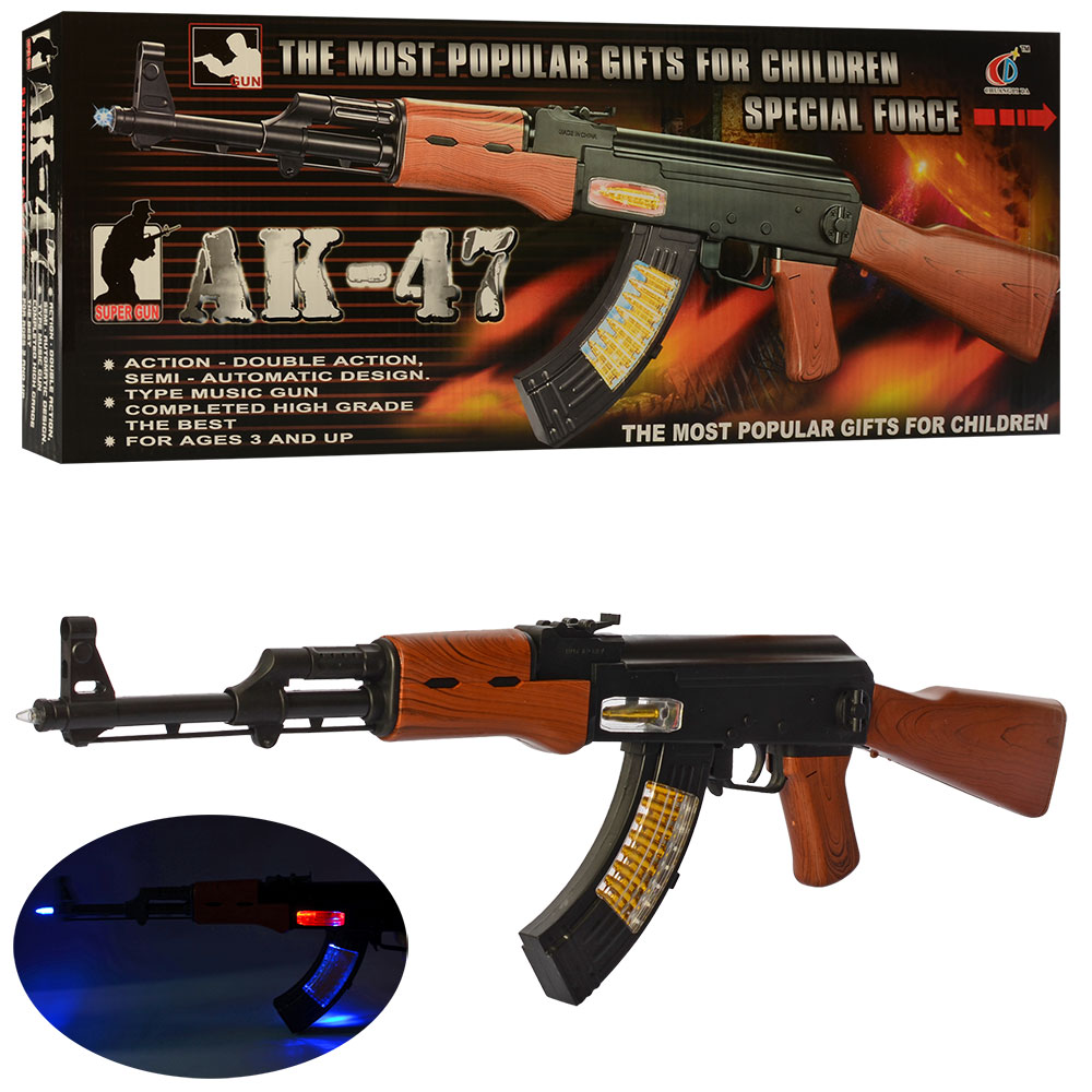 Автомат 800B-1-2 (36шт) 69см, звук, світло, вібро, мікс видів, бат, в кор-ці, 53-21-5см