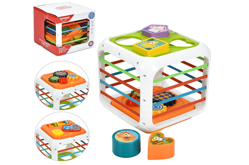 Гра HE0555 (48шт) куб, 14,5-14,5-16см, грані-резинки, фігурки, шестерні, пискавка, рухливі деталі, в