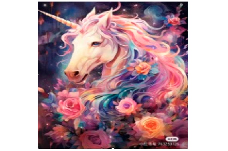 Набір для творчості YG0298 (120шт) алмазна мозаїка/діамантова мозаїка, 20-30см, єдиноріг, у слюді, 7