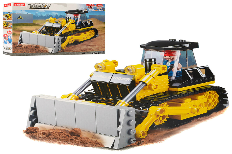 Конструктор SLUBAN M38-B0802 (32шт) бульдозер14,5см, фигурка, 231дет, в кор-ке, 28,5-24-5,5см