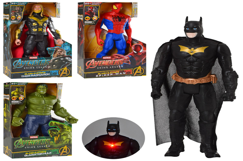 Супергерой GO-818-01-05-07-08 (36шт) AV,30см,звук,світло,рух.руки і ноги,4вид,бат(таб),кор,18-31-7см