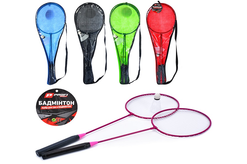 Бадмінтон залізний MS 0755-1 (50шт) ракетки2шт, 66см, волан, 5кол., в чохлі, 67-21-2,5см