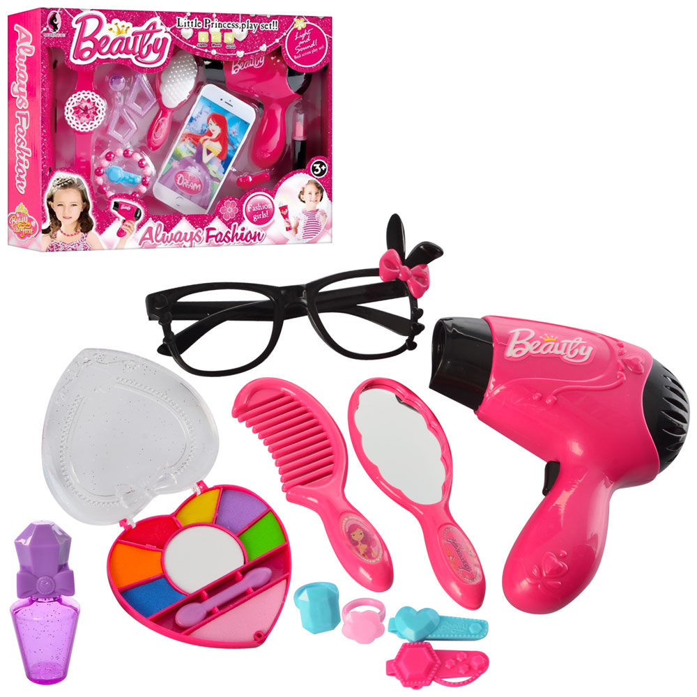 Набір аксесуарів V699-1-5 (48шт) фен, гребінець, косметика, шпилька, 2 види, в кор-ці, 31-24,5-6,5 с