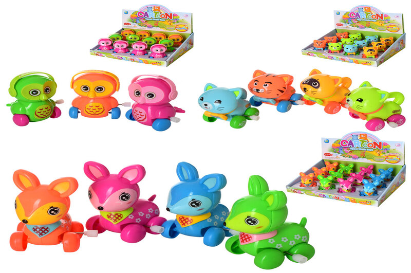 Заводна іграшка 6191C-6303F-6408УПА (216шт) тварина 9см,3види,12шт(3кольори) в дисплеї,32-25-10см