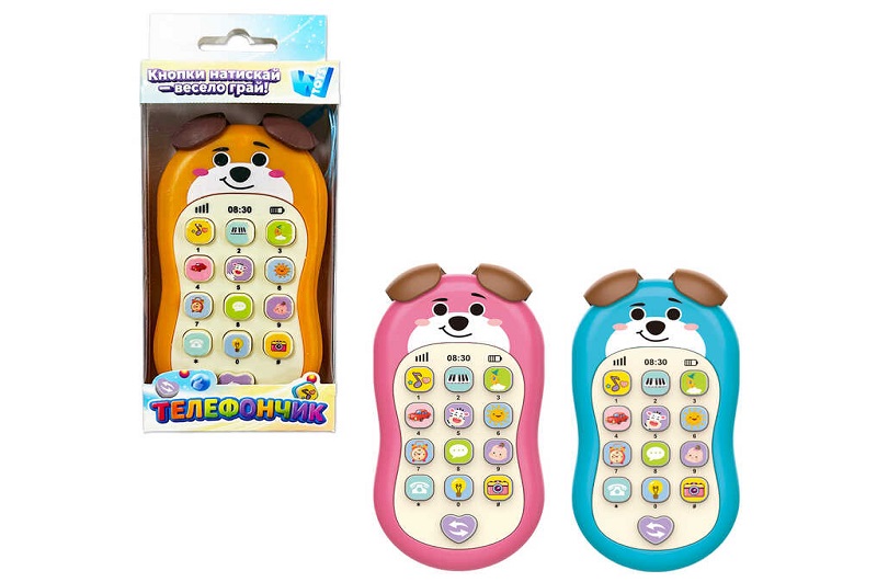 Телефончик Собачка" 61618 (120) “WToys”, 3 види, УКР. МОВА, пісні, мелодії,казки, світло"