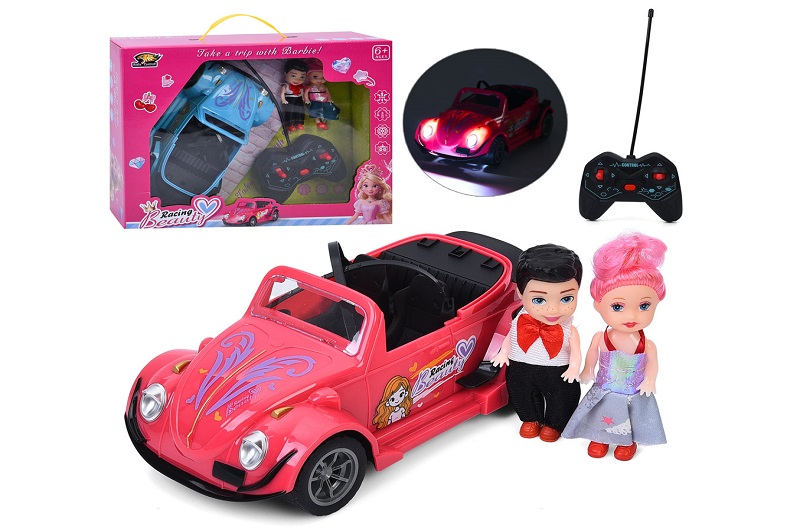 Машинка для ляльки 828-2 (24шт) р/к, 20см, світло, гумові колеса, лялька 11см 2шт, 2 види, на бат-ці