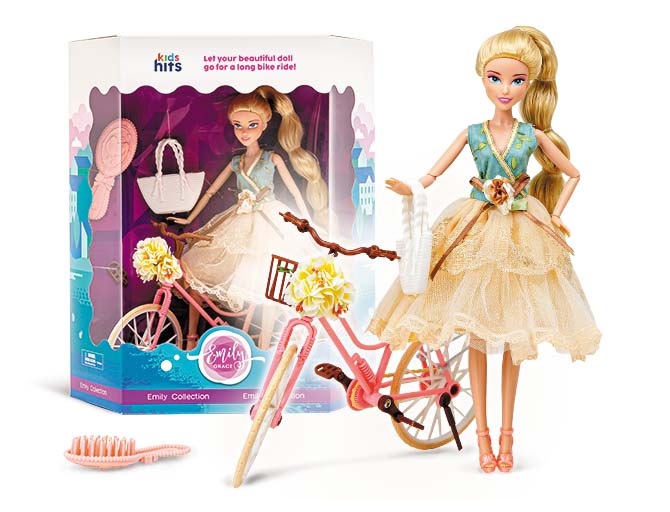 Лялька арт. KH23/021 (24шт/2)   Emily Romantic з велосипедом короб. 30*34*10  см